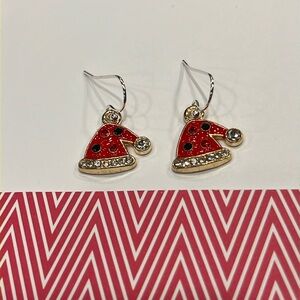 Santa Hat Earrings with Bling